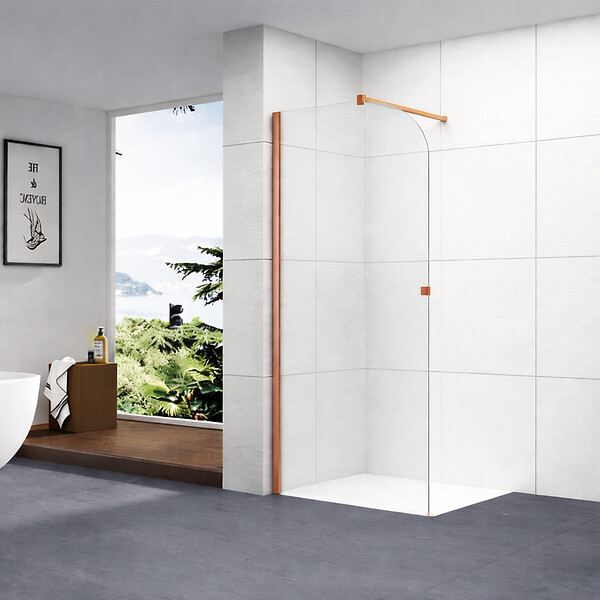 OTITEC - Paroi de douche italienne Clear - 100 x 195 cm - Cuivre brossé - GAUCHE - LUCIA - large