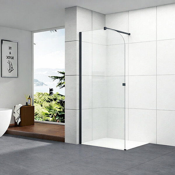 OTITEC - Paroi de douche italienne Clear - 100 x 195 cm - Noir - GAUCHE - LUCIA - large