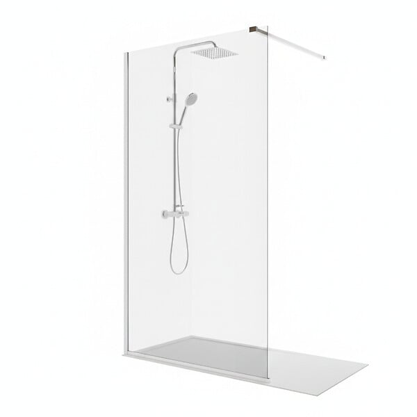 OTITEC - Paroi de douche italienne Clear - 100 x 195 cm - Chrome - LINEA - large