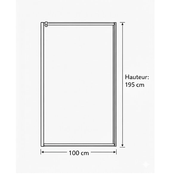 OTITEC - Paroi de douche italienne Clear - 100 x 195 cm - Chrome - LINEA - large