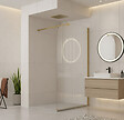 OTITEC - Paroi de douche italienne flûtée - 100 x 195 cm - Or brossé - Droite - LUCIA - vignette