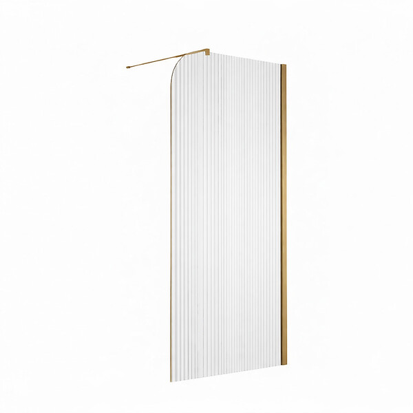 OTITEC - Paroi de douche italienne flûtée - 100 x 195 cm - Or brossé - Droite - LUCIA - large