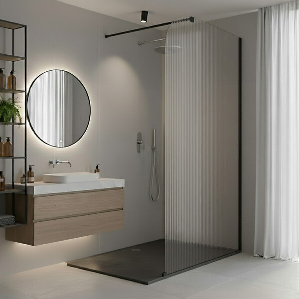 OTITEC - Paroi de douche italienne Clear - 120 x 195 cm - Chrome - Droite - LUCIA - large