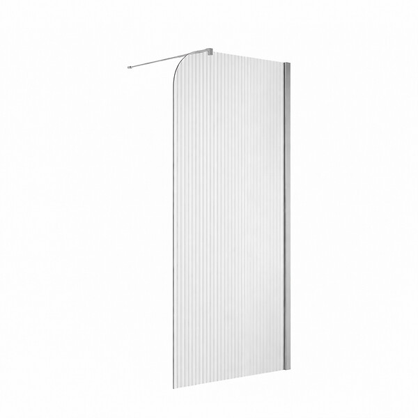 OTITEC - Paroi de douche italienne flûtée - 110 x 195 cm - Chrome - Droite - LUCIA - large