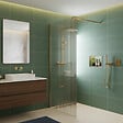 OTITEC - Paroi de douche italienne flûtée - 120 x 195 cm - Or brossé - LINEA - vignette