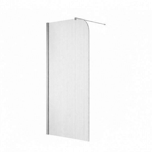 OTITEC - Paroi de douche italienne flûtée - 100 x 195 cm - Chrome - Gauche - LUCIA - large