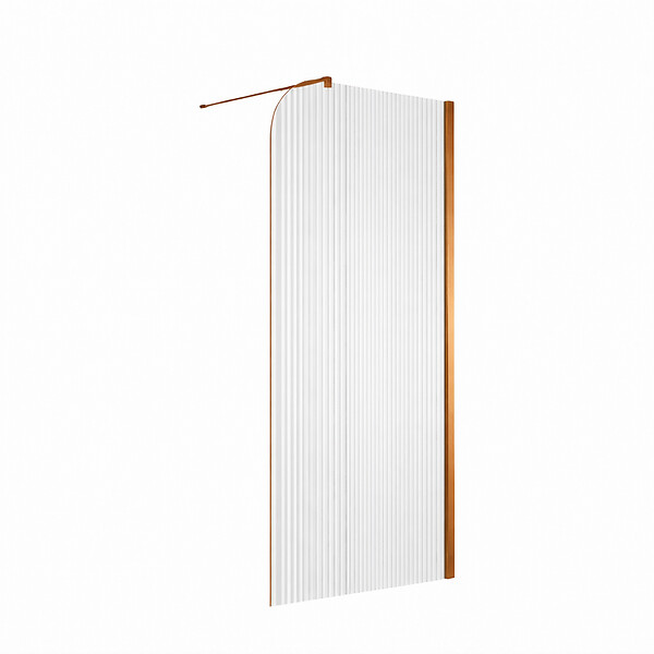 OTITEC - Paroi de douche italienne flûtée - 100 x 195 cm - Cuivre brossé - Droite - LUCIA - large
