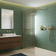 OTITEC - Paroi de douche italienne flûtée - 100 x 195 cm - Or brossé - LINEA - vignette
