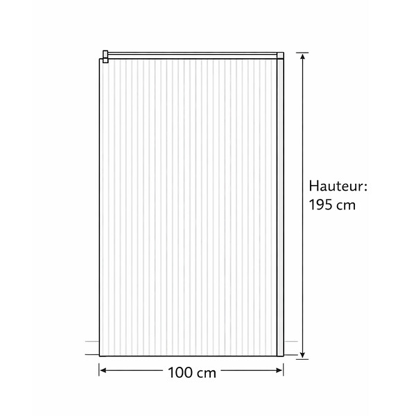 OTITEC - Paroi de douche italienne flûtée - 100 x 195 cm - Or brossé - LINEA - large
