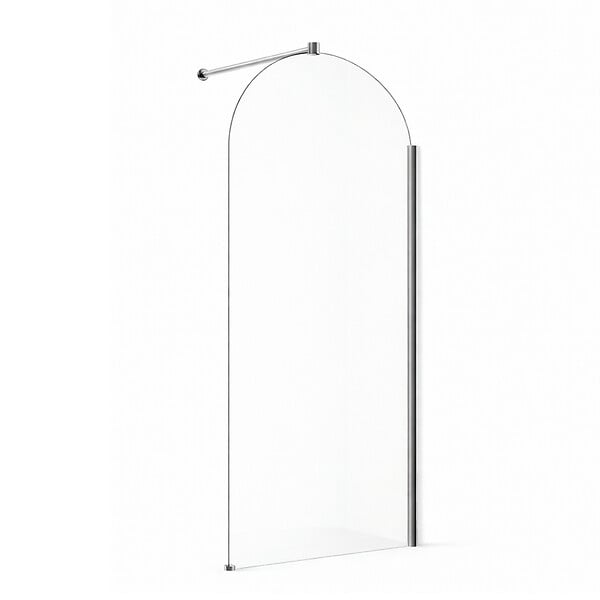 OTITEC - Paroi de douche italienne flûtée - 100 x 195 cm - Chrome - SIENA - large