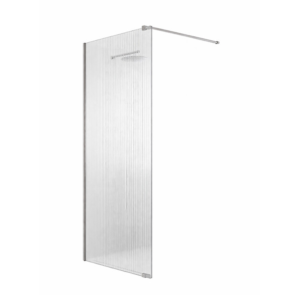 OTITEC - Paroi de douche italienne flûtée - 120 x 195 cm - Chrome - LINEA - large