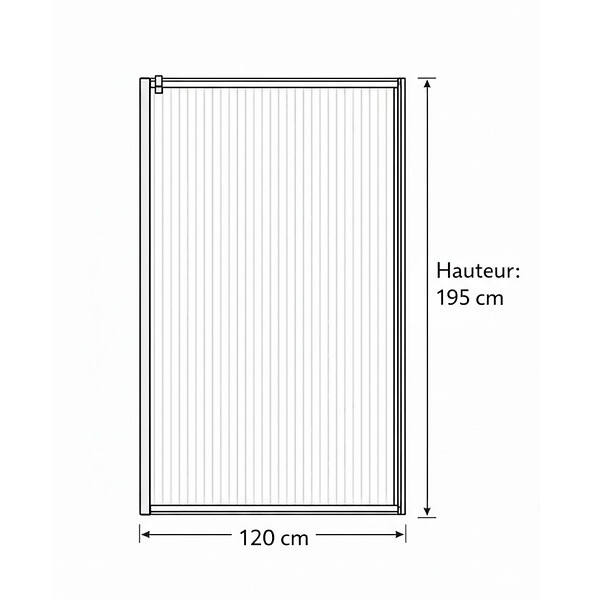 OTITEC - Paroi de douche italienne flûtée - 120 x 195 cm - Chrome - LINEA - large