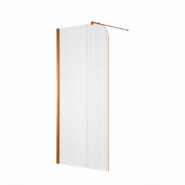OTITEC - Paroi de douche italienne flûtée - 100 x 195 cm - Cuivre brossé - Gauche - LUCIA - large