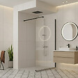 OTITEC - Paroi de douche italienne flûtée - 120 x 195 cm - Noir - Droite - LUCIA - vignette