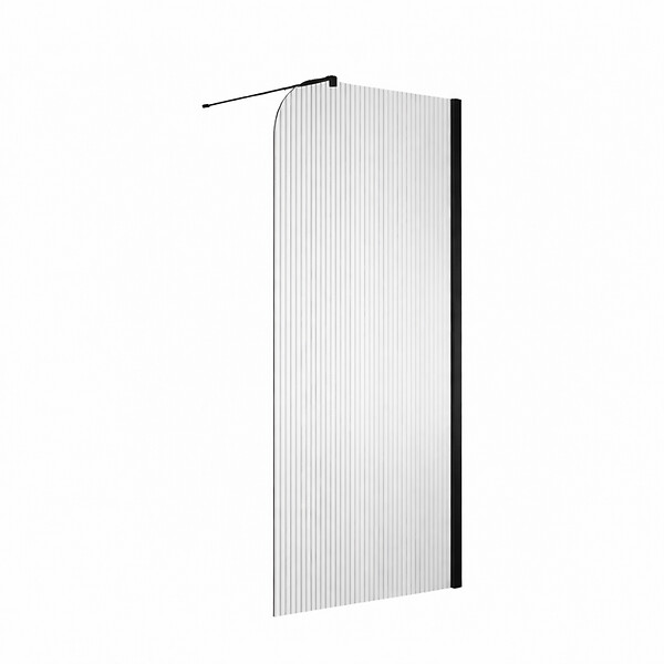 OTITEC - Paroi de douche italienne flûtée - 120 x 195 cm - Noir - Droite - LUCIA - large