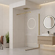 OTITEC - Paroi de douche italienne Clear - 100 x 195 cm - Or brossé - Droite - LUCIA - vignette