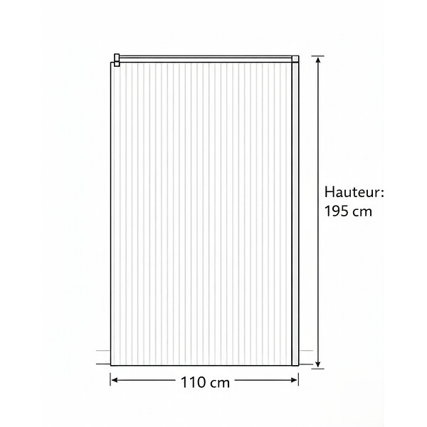 OTITEC - Paroi de douche italienne flûtée - 110 x 195 cm - Noir - LINEA - large