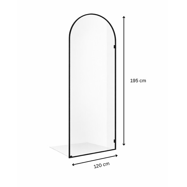 OTITEC - Paroi de douche italienne cintrée - 120 x 195 cm - Clear - Noir - ARCO - large