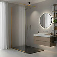 OTITEC - Paroi de douche italienne flûtée - 100 x 195 cm - Or brossé - Gauche - LUCIA - vignette