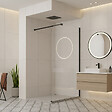OTITEC - Paroi de douche italienne Clear - 110 x 195 cm - Noir - Droite - LUCIA - vignette