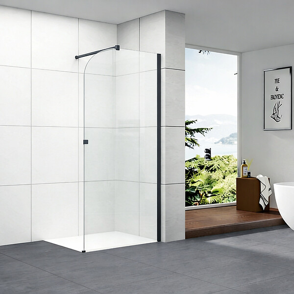 OTITEC - Paroi de douche italienne Clear - 110 x 195 cm - Noir - Droite - LUCIA - large