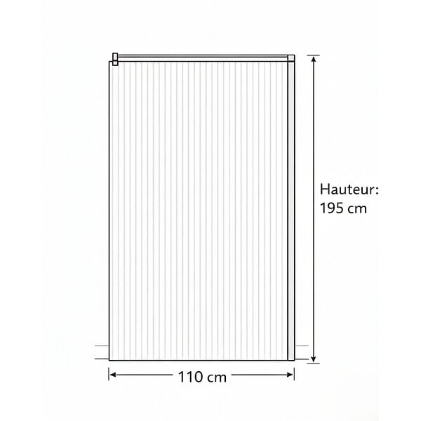 OTITEC - Paroi de douche italienne flûtée - 110 x 195 cm - Chrome - LINEA - large