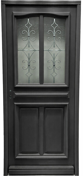 GD MENUISERIES - Porte d'entrée Bois Vitrée Mathilde Gris Anthr, H215 x L90 cm Côte Tableau p,Droit, (Poignee, Barillet ref IN158RPL2 - IN303NEW) - large