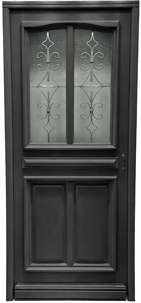 GD MENUISERIES - Porte d'entrée Bois Vitrée Mathilde Gris Anthr, H215 x L90 cm Côte Tableau p. Gauche, (Poignee, Barillet ref 010403RFP) - large