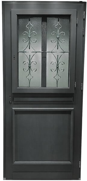 GD MENUISERIES - Porte d'entrée Bois Vitrée Mathilde Gris Anthr, H215 x L90 cm Côte Tableau p. Gauche, (Poignee, Barillet ref 010403RFP) - large