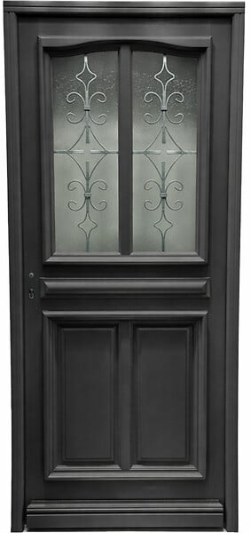 GD MENUISERIES - Porte d'entrée Bois Vitrée Mathilde Gris Anthr, H215 x L90 cm Côte Tableau p,Droit, (Poignee, Barillet ref 010403RFP) - large