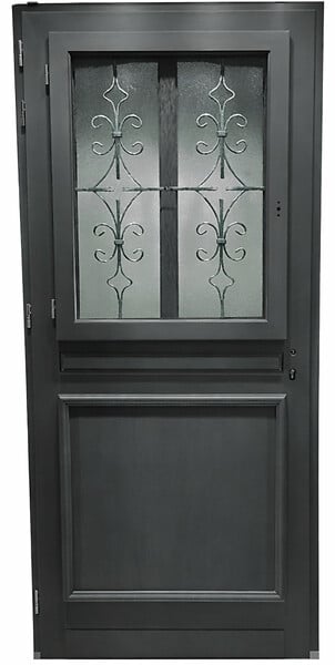 GD MENUISERIES - Porte d'entrée Bois Vitrée Mathilde Gris Anthr, H215 x L90 cm Côte Tableau p,Droit, (Poignee, Barillet ref 010403RFP) - large