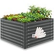 TECTAKE - Bac à fleurs surélevé en acier galvanisé anthracite 100x100x62cm potager jardin extérieur ergonomique culture légumes herbes 600L - vignette