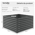 TECTAKE - Bac à fleurs surélevé en acier galvanisé anthracite 100x100x62cm potager jardin extérieur ergonomique culture légumes herbes 600L - vignette