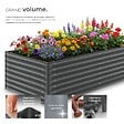 TECTAKE - Bac à fleurs surélevé en acier galvanisé gris anthracite 200 x 100 x 62 cm stable ergonomique 1200 l gants compris - vignette