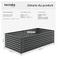 TECTAKE - Bac à fleurs surélevé en acier galvanisé gris anthracite 200 x 100 x 62 cm stable ergonomique 1200 l gants compris - vignette