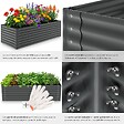 TECTAKE - Bac à fleurs surélevé stable en acier galvanisé gris anthracite bords arrondis 200 x 80 x 62 cm 970 l gants compris - vignette