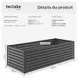 TECTAKE - Bac à fleurs surélevé stable en acier galvanisé gris anthracite bords arrondis 200 x 80 x 62 cm 970 l gants compris - vignette
