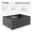 TECTAKE - Jardin surélevé en acier galvanisé gris 80x60x30cm bac potager plate bande surélevée carré potager extérieur culture légumes 130L - vignette