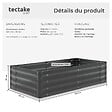 TECTAKE - Jardinière surélevée en acier galvanisé gris 120x60x30cm potager carré bac plantation légumes herbes aromatiques fleurs ergonomique 200L - vignette