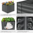 TECTAKE - Bac potager surélevé en acier galvanisé 80x80x62cm 380L gris fond ouvert hauteur ergonomique herbes légumes fleurs gants jardinage inclus - vignette