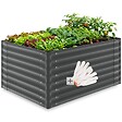 TECTAKE - Bac à fleurs surélevé stable en acier galvanisé bords arrondis 720 l gris anthracite 120 x 100 x 62 cm gants compris - vignette