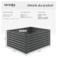 TECTAKE - Bac à fleurs surélevé stable en acier galvanisé bords arrondis 720 l gris anthracite 120 x 100 x 62 cm gants compris - vignette