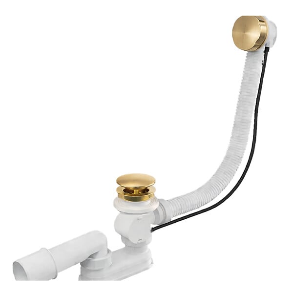 OTITEC - Vidage baignoire avec trop-plein - Bonde dorée brossée - Flexible - large