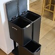 KITCHEN MOVE - Poubelle pédale tri sélectif HAJA noir 60L - vignette
