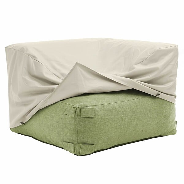 OVIALA - Housse de fauteuil d'angle pour salon de jardin modulable beige - Mixi - large