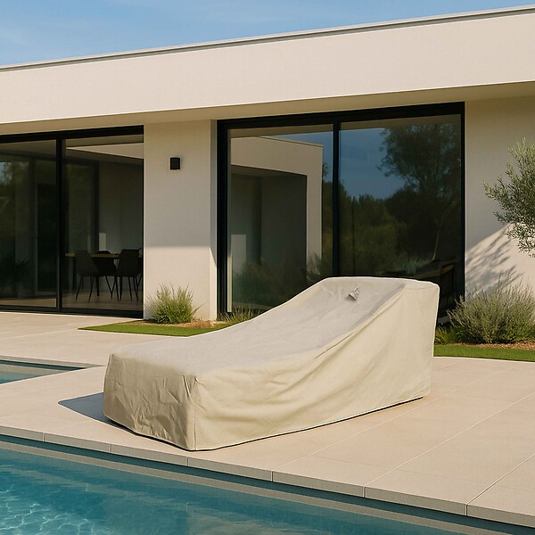 OVIALA - Housse pour méridienne pour salon de jardin modulable beige - Mixi - large