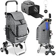 TECTAKE - Chariot de courses SHOPPER 3 en 1 pliable avec sac isotherme gris - vignette