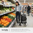 TECTAKE - Chariot de courses pliable 3 en 1 noir avec sac isotherme roues tout terrain caddie aluminium 56L diable panier roulettes 30kg polyester - vignette