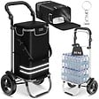 TECTAKE - Chariot de courses 3 en 1 pliable noir sac isotherme caddie bandoulière diable châssis aluminium grand volume rangement poignée réglable - vignette