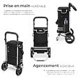 TECTAKE - Chariot de courses 3 en 1 pliable noir sac isotherme caddie bandoulière diable châssis aluminium grand volume rangement poignée réglable - vignette